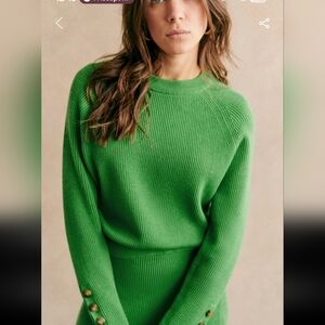 Sezane Sami Vibrant Green Crew Neck Sweater